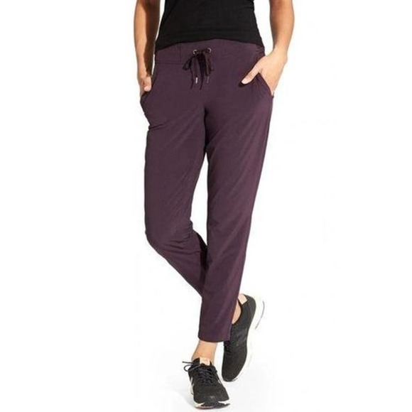 Athleta Midtown Ankle Pant Purple Flip Cuff Hem Travel Athleisure Women's 0 - Picture 1 of 4